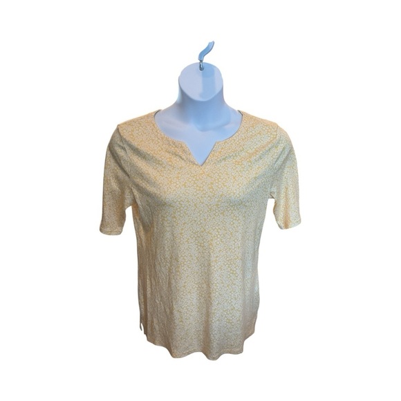 Croft & Barrow Light Yellow Floral Short Sleeve Top - Picture 6 of 7